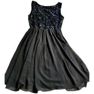 Black Sequin Cocktail Dress Women Size 0 Fit Flare Party Evening